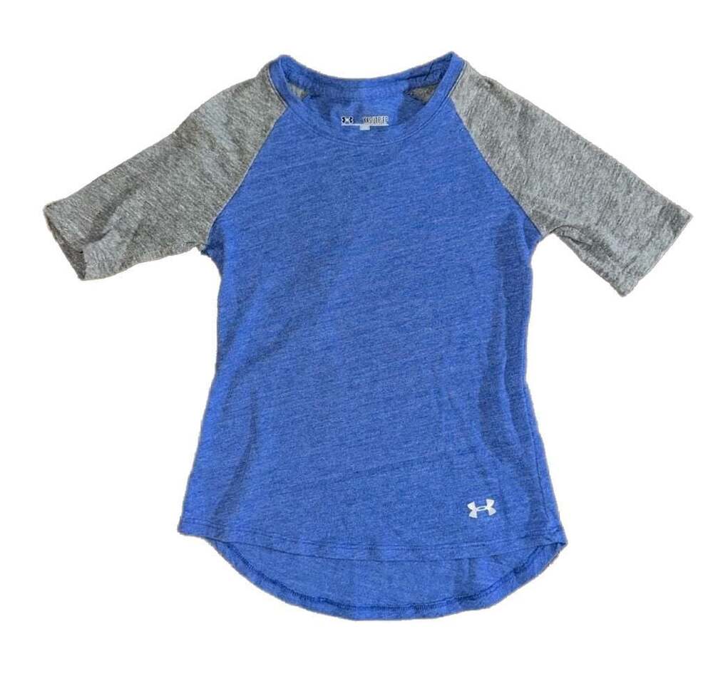 Under Armour Youth HeatGear Heathered Blue & Gray Raglan T-Shirt